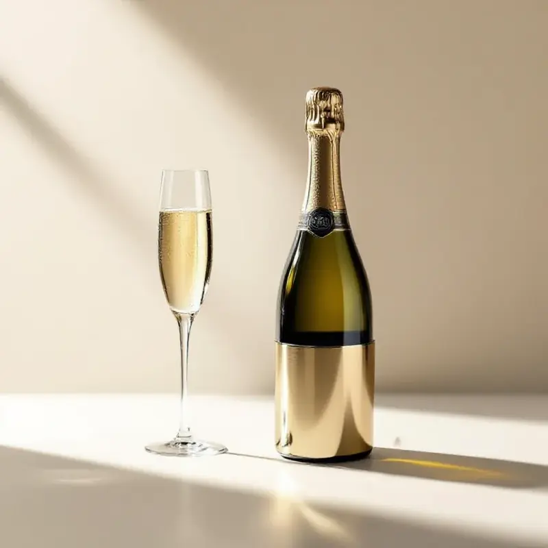 Minimal champagne accessory composition