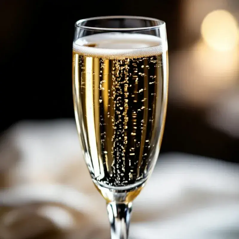 Fine champagne bubbles rising in a crystal flute