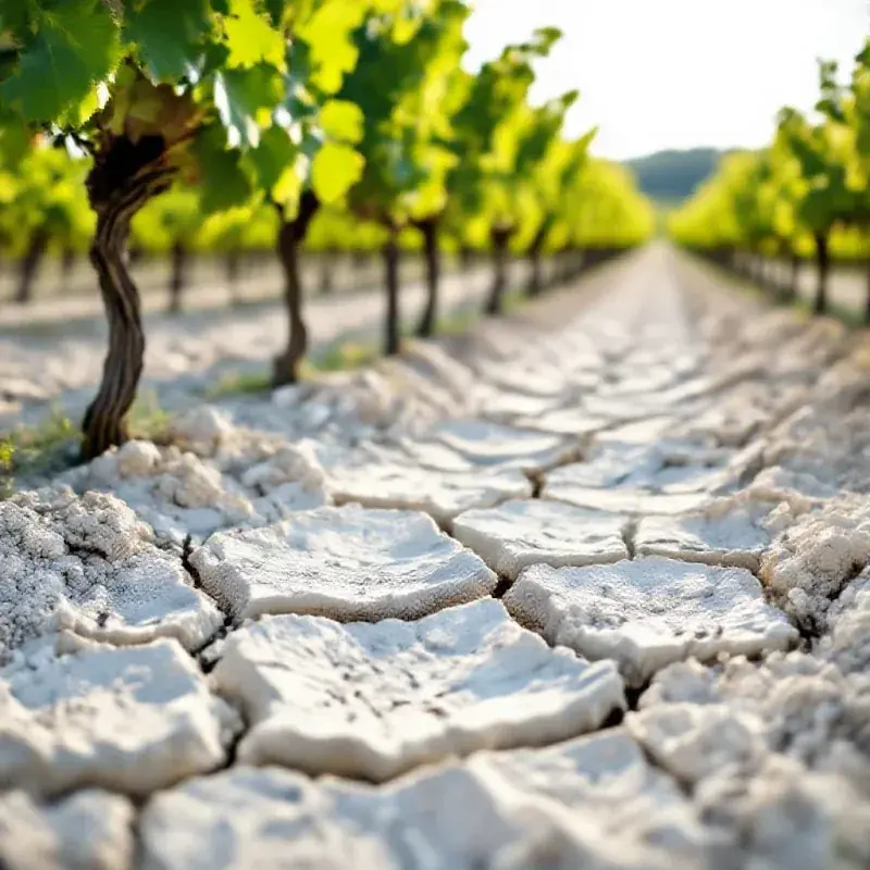 Close-up of white chalk soil in a Champagne vineyard