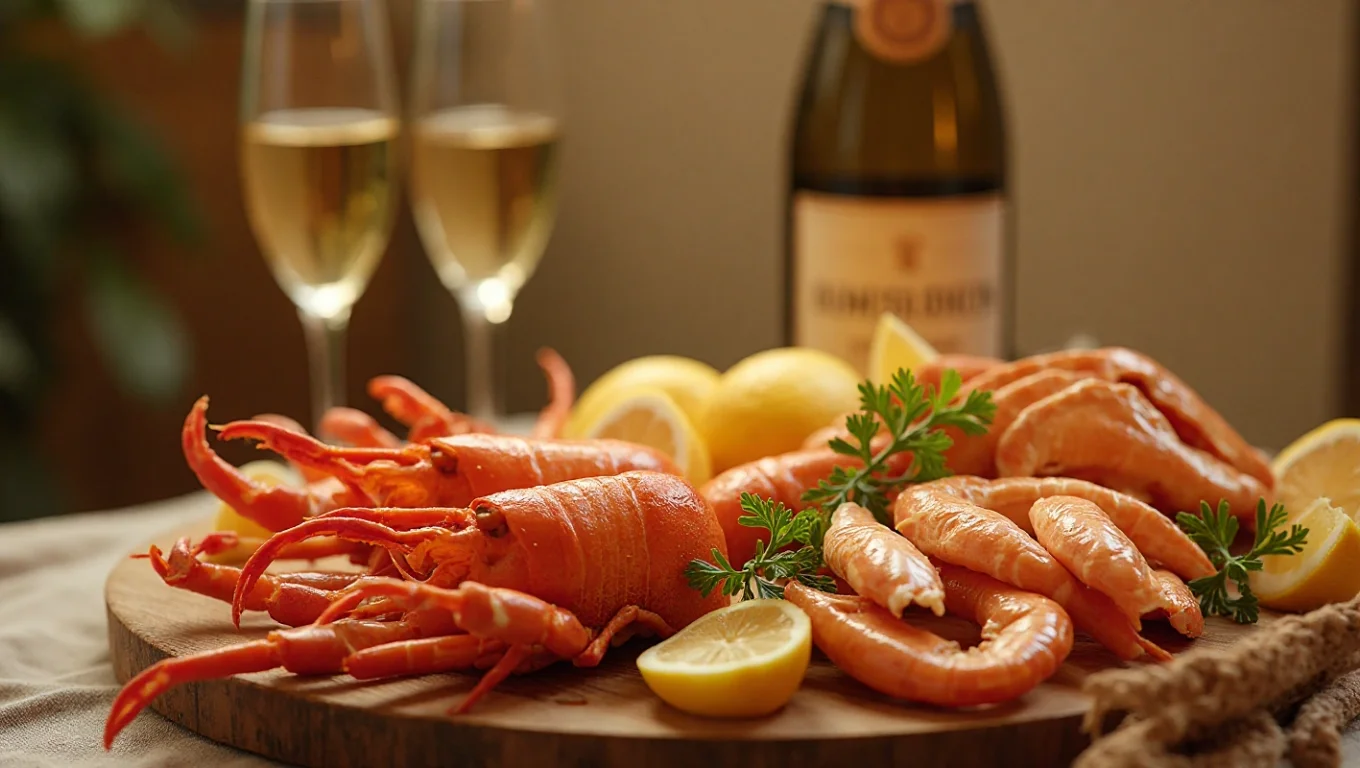 Champagne et crustacés, huîtres, plateau de fruits de mer