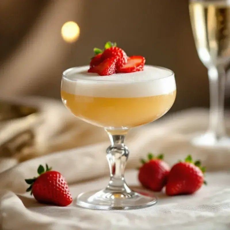 A delicate airy sabayon champagne dessert in a crystal coupe