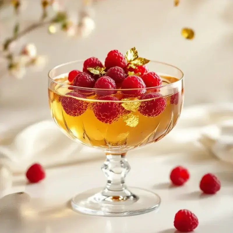 A transparent champagne gelée dessert in a crystal bowl with