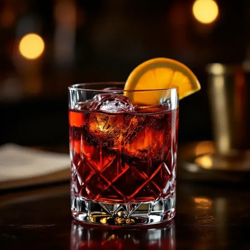 A Negroni sbagliato cocktail in a crystal rocks glass