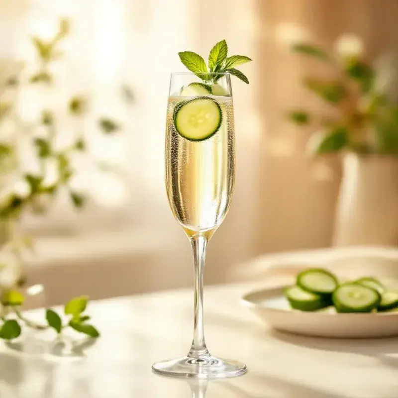 A sparkling non-alcoholic beverage in an elegant flute