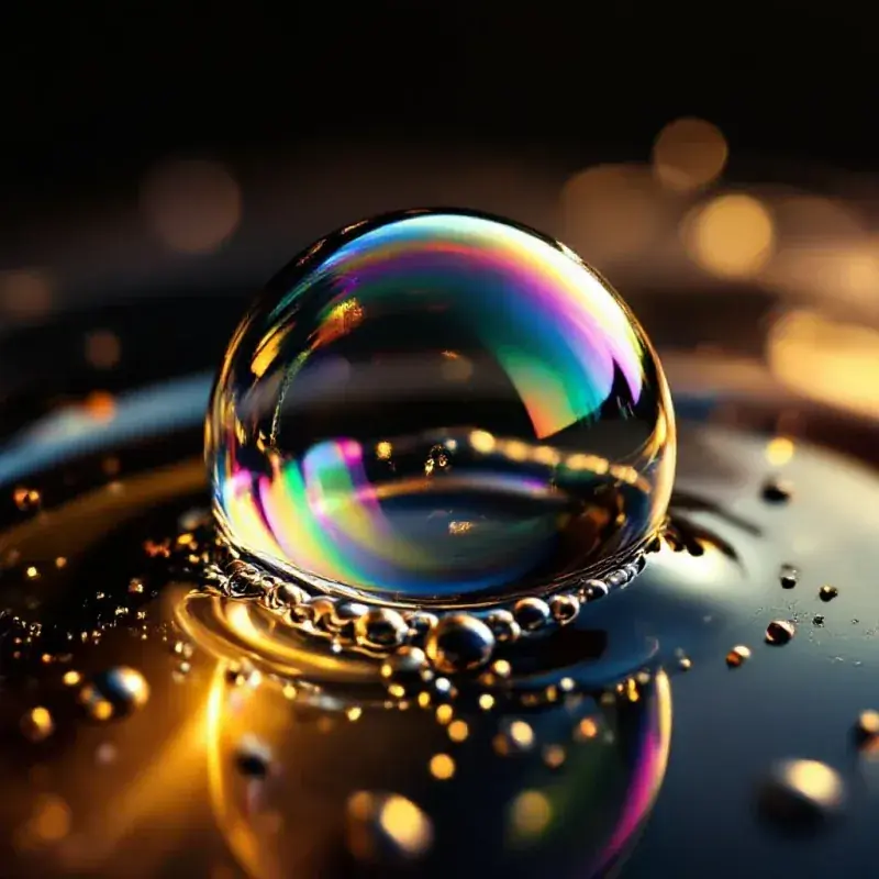 Extreme macro shot of a single champagne bubble at the