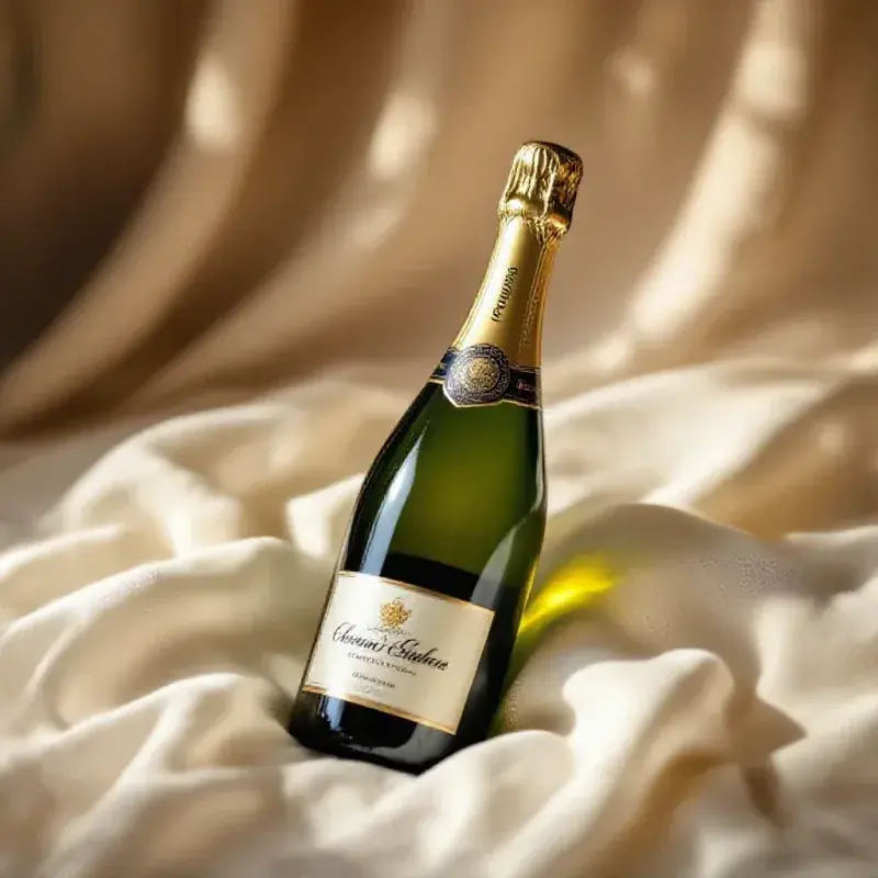 An elegant vintage champagne bottle with a deep olive-green glass