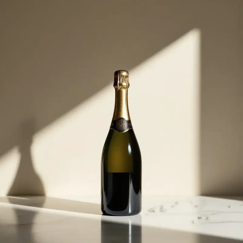 An elegant champagne bottle with a sleek dark silhouette