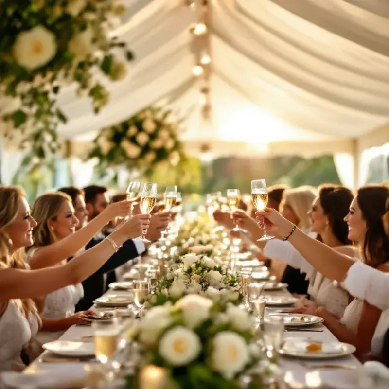 Outdoor champagne garden party celebration