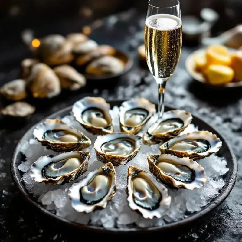 A beautiful arrangement of fresh oysters on a bed of