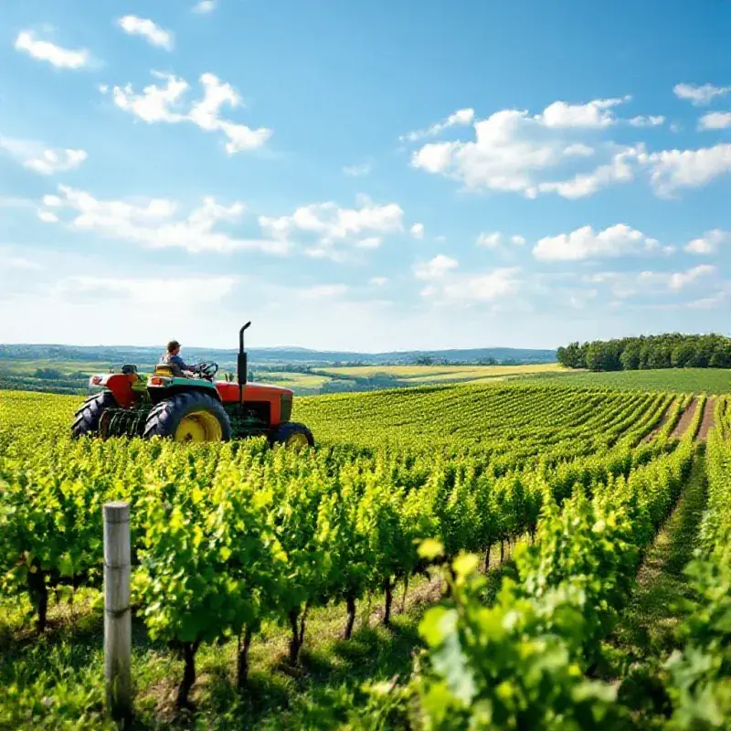 Sustainable viticulture scene in a Champagne vineyard
