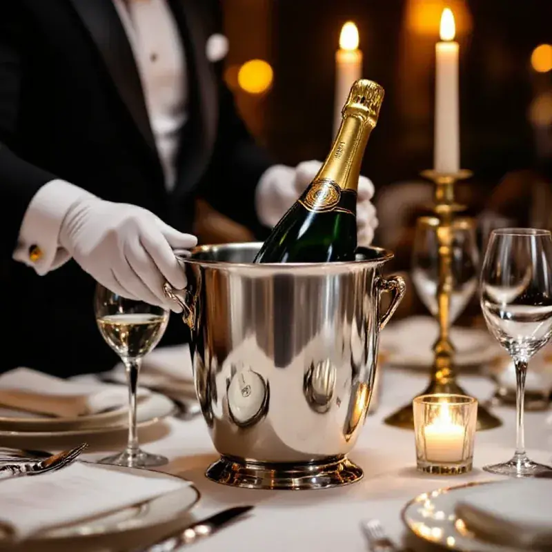 Luxury champagne service at a prestigious dinner