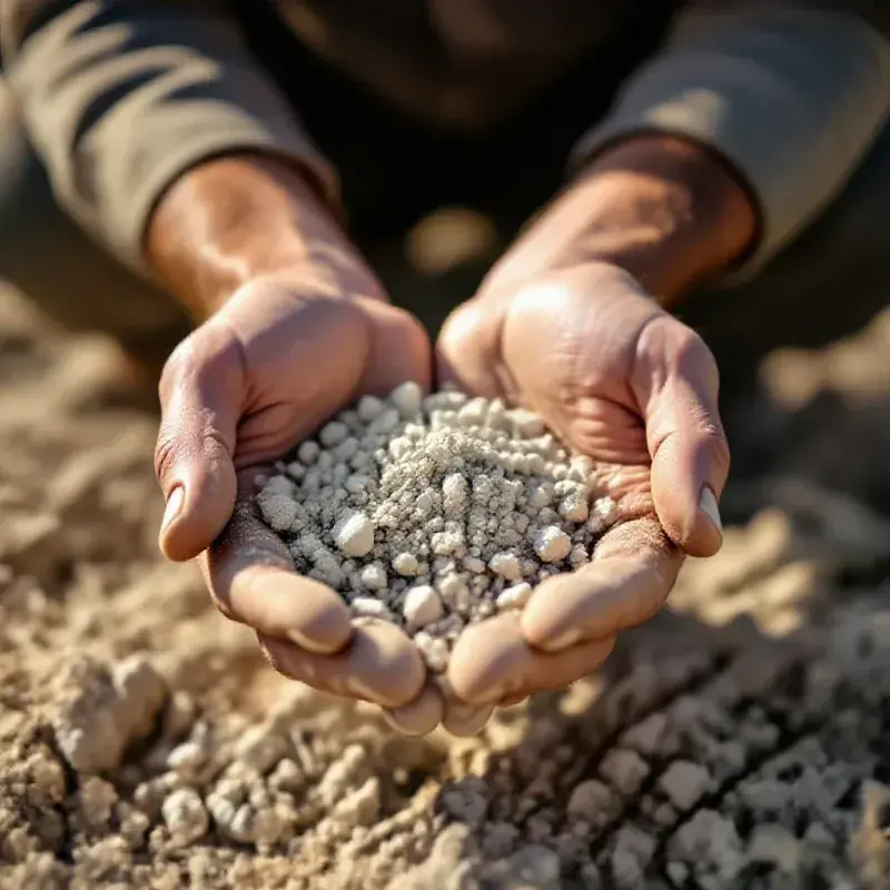 Close-up of weathered vigneron hands gently cupping a handful of