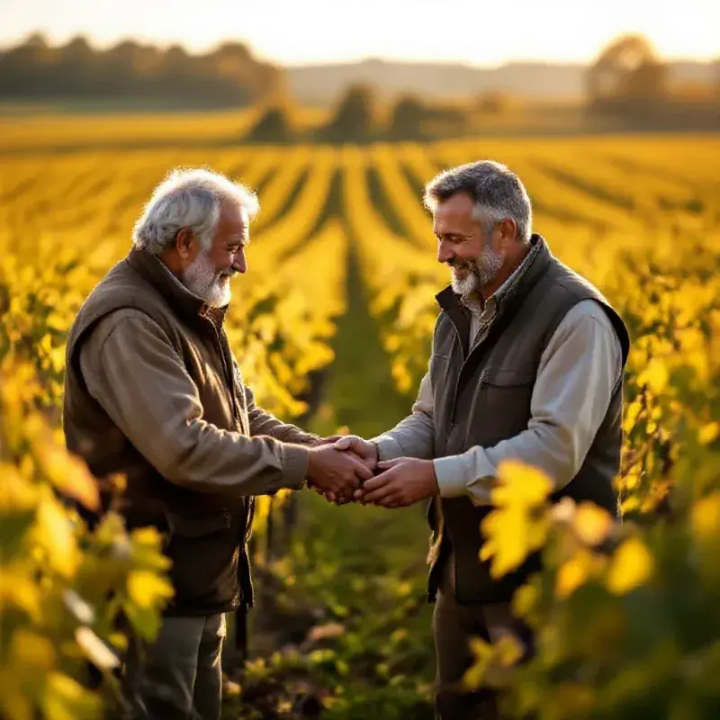 Elderly vigneron passing knowledge to a younger generation in the