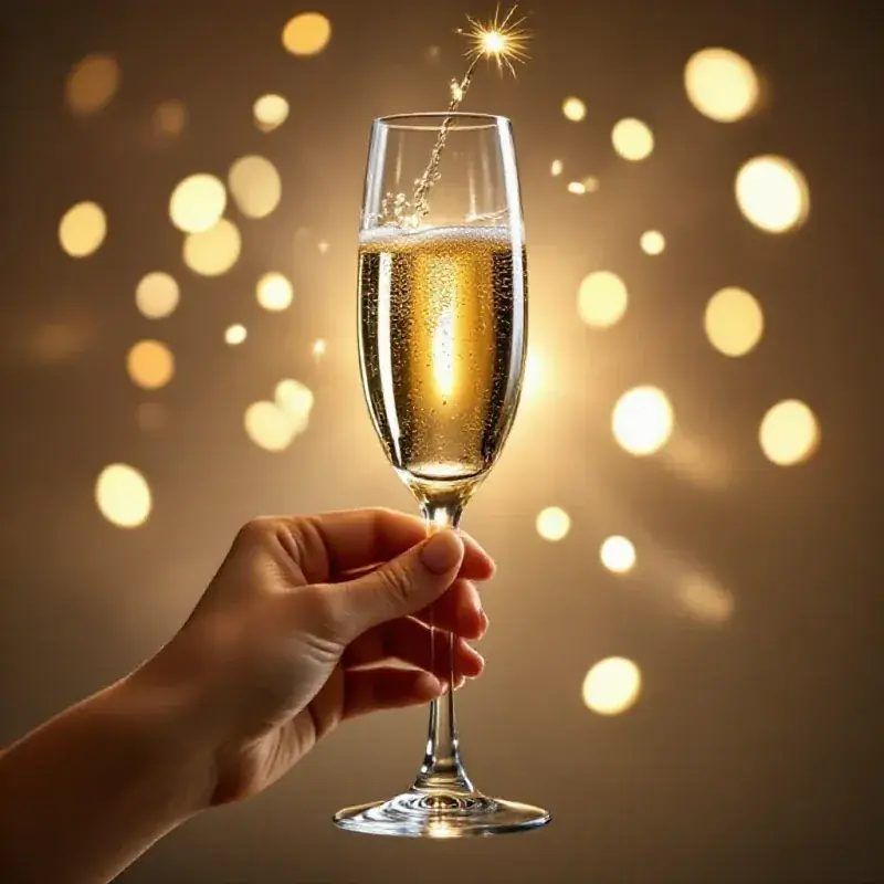 Celebratory champagne moment