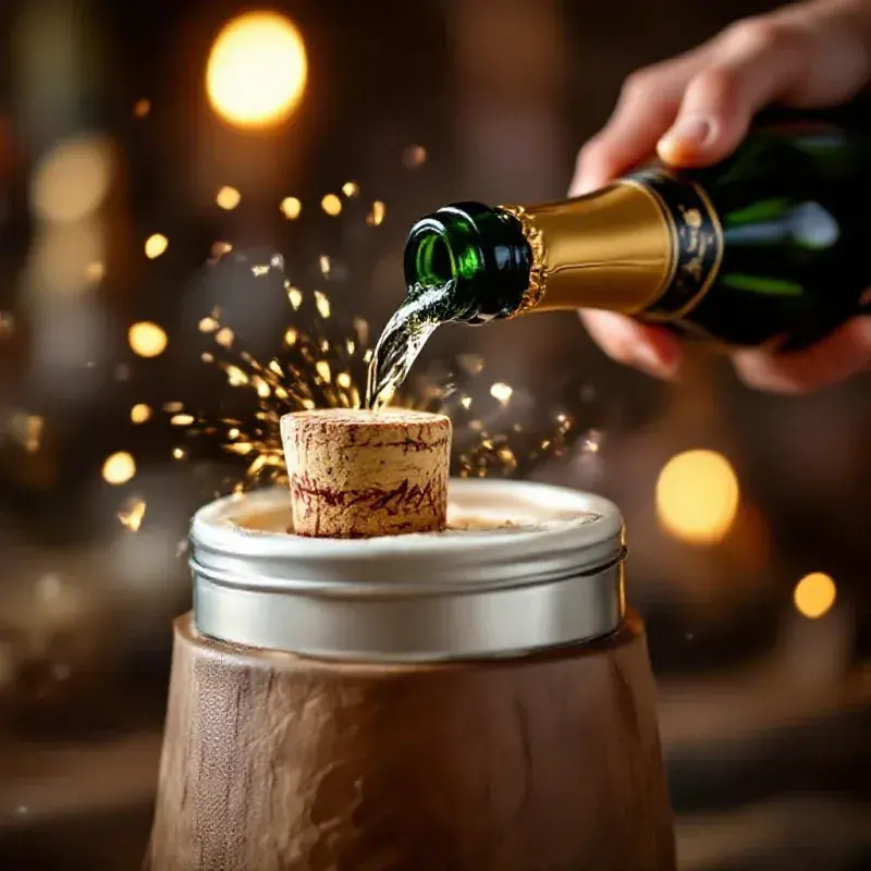 Champagne bottle being opened with the muselet removed