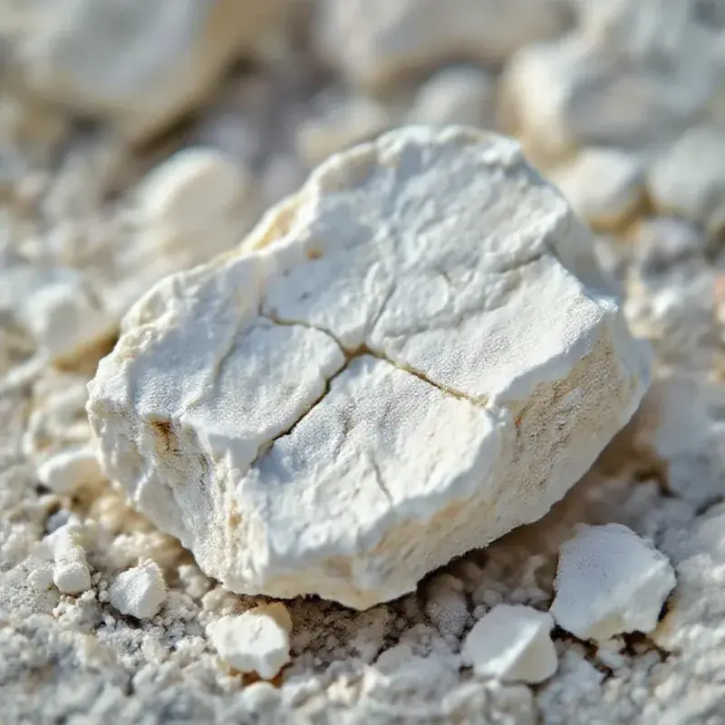 Extreme close-up of white chalk rock from Champagne subsoil