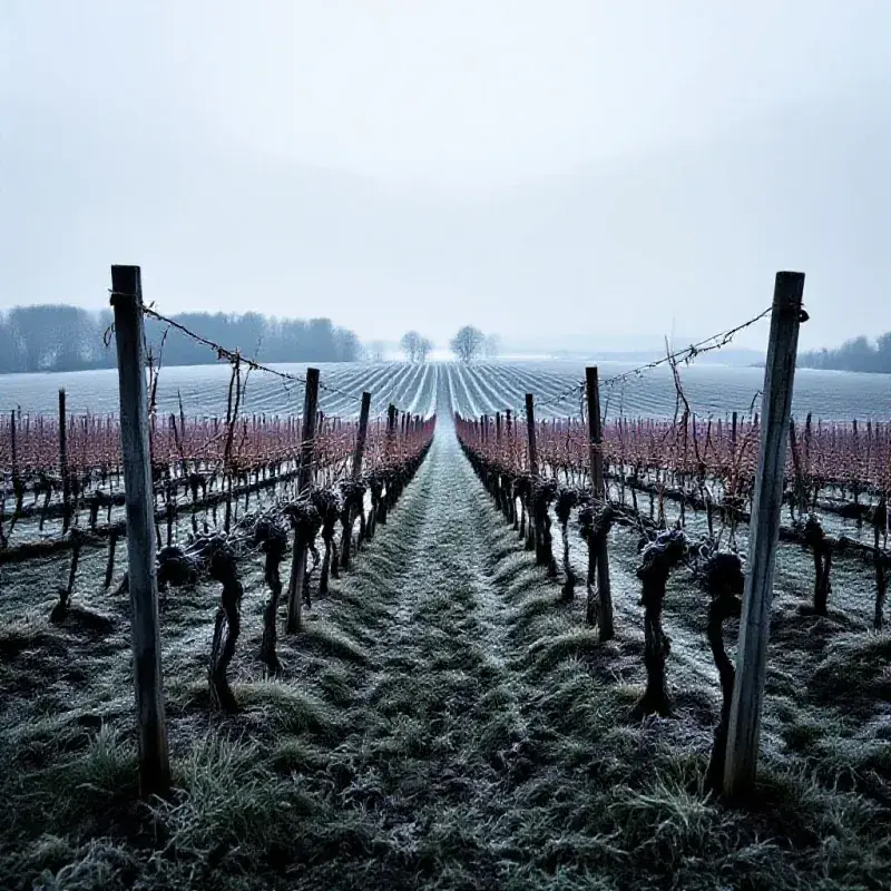 Champagne vineyard in winter