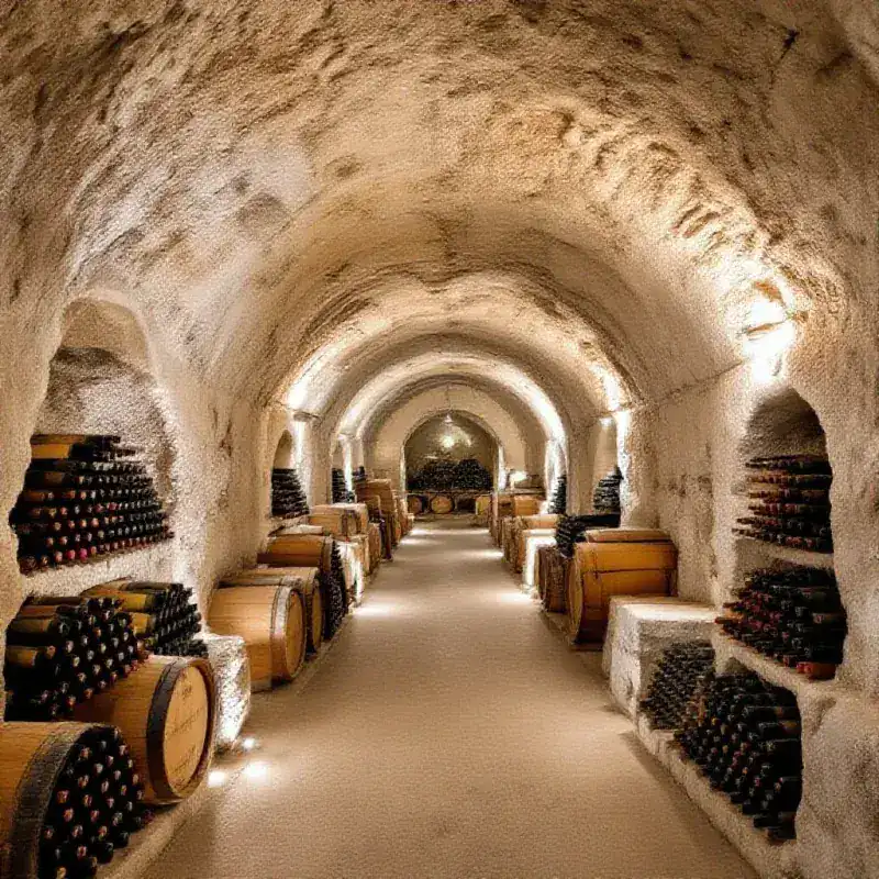 Underground chalk caves carved by hand in the Champagne region
