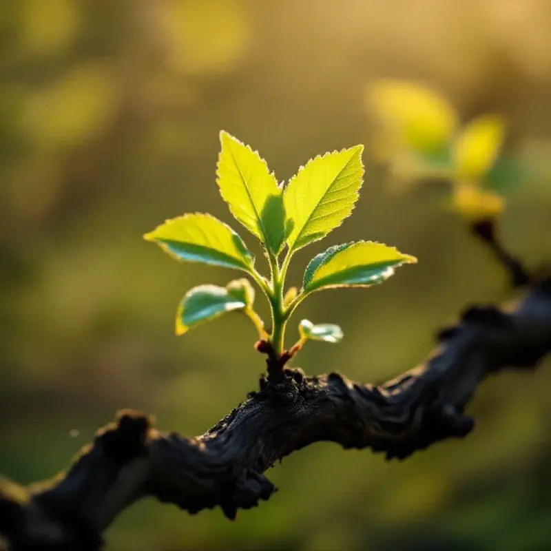 Young Pinot Noir vine leaves in early spring growth