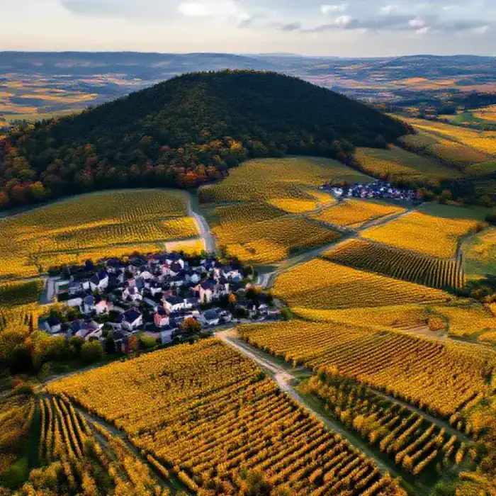 Montagne de Reims forest and vineyard landscape from above